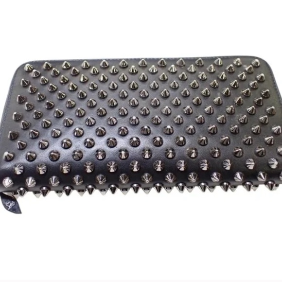 NWOT Christian Louboutin Panettone Black Studded Zip Around Wallet Rocker 🎸 - Picture 12 of 13
